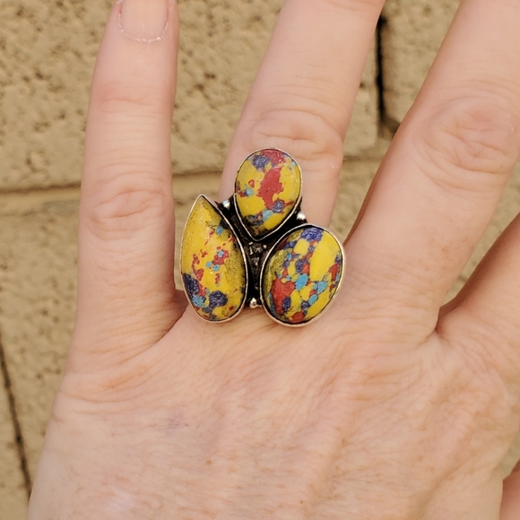 New Mosaic Balloon Jasper 925 Silver Ring. - Picture 9 of 12